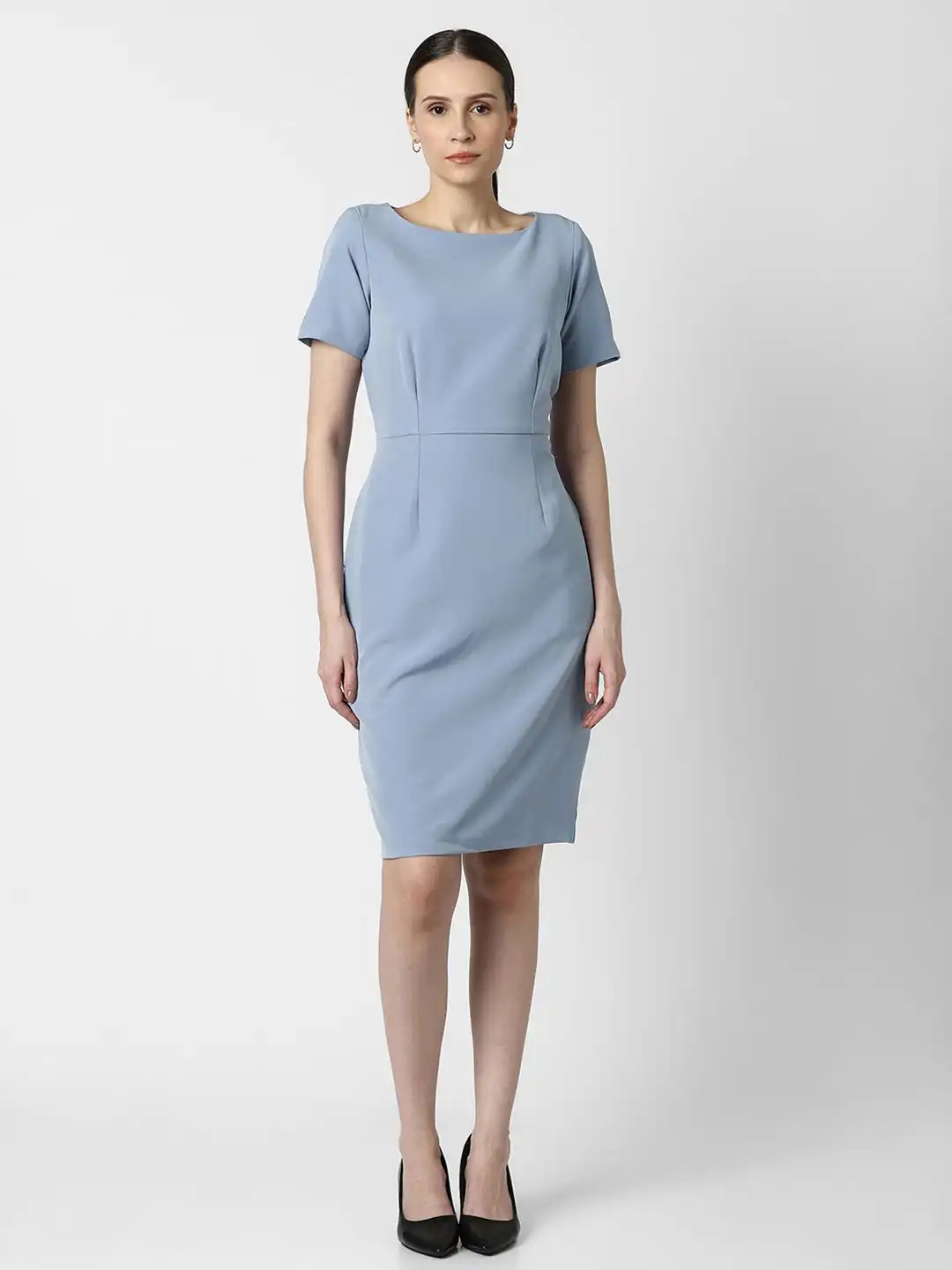 Buy Van Heusen Woman Boat Neck Formal Slit Sheath Dress - Dresses for Women 36116896 | Myntra Buy Van Heusen Woman Boat Neck Formal Slit Sheath Dress - Dresses for Women 36116896 | Myntra