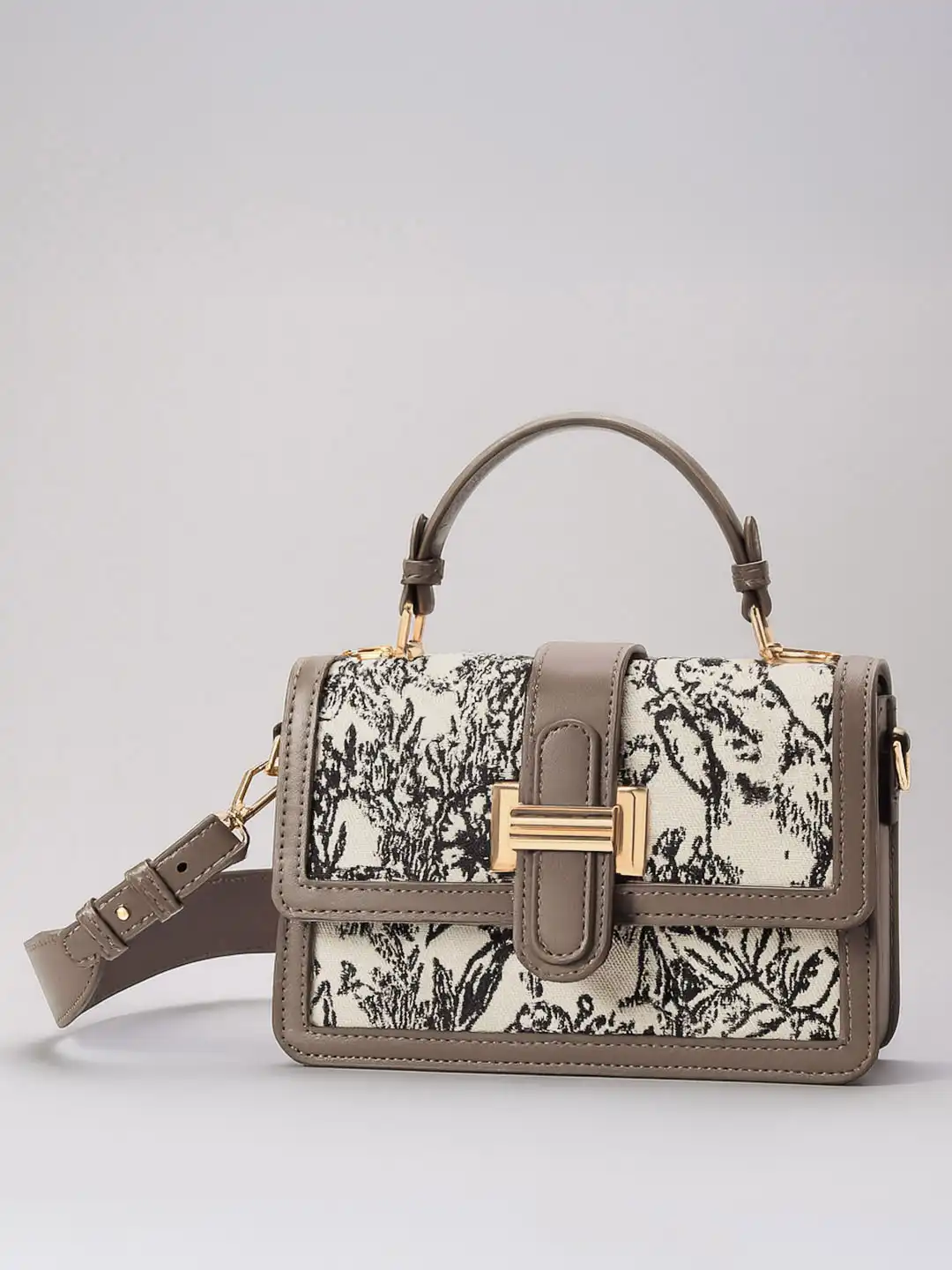 Buy Lino Perros Floral Textured Structured Satchel Bag - Handbags