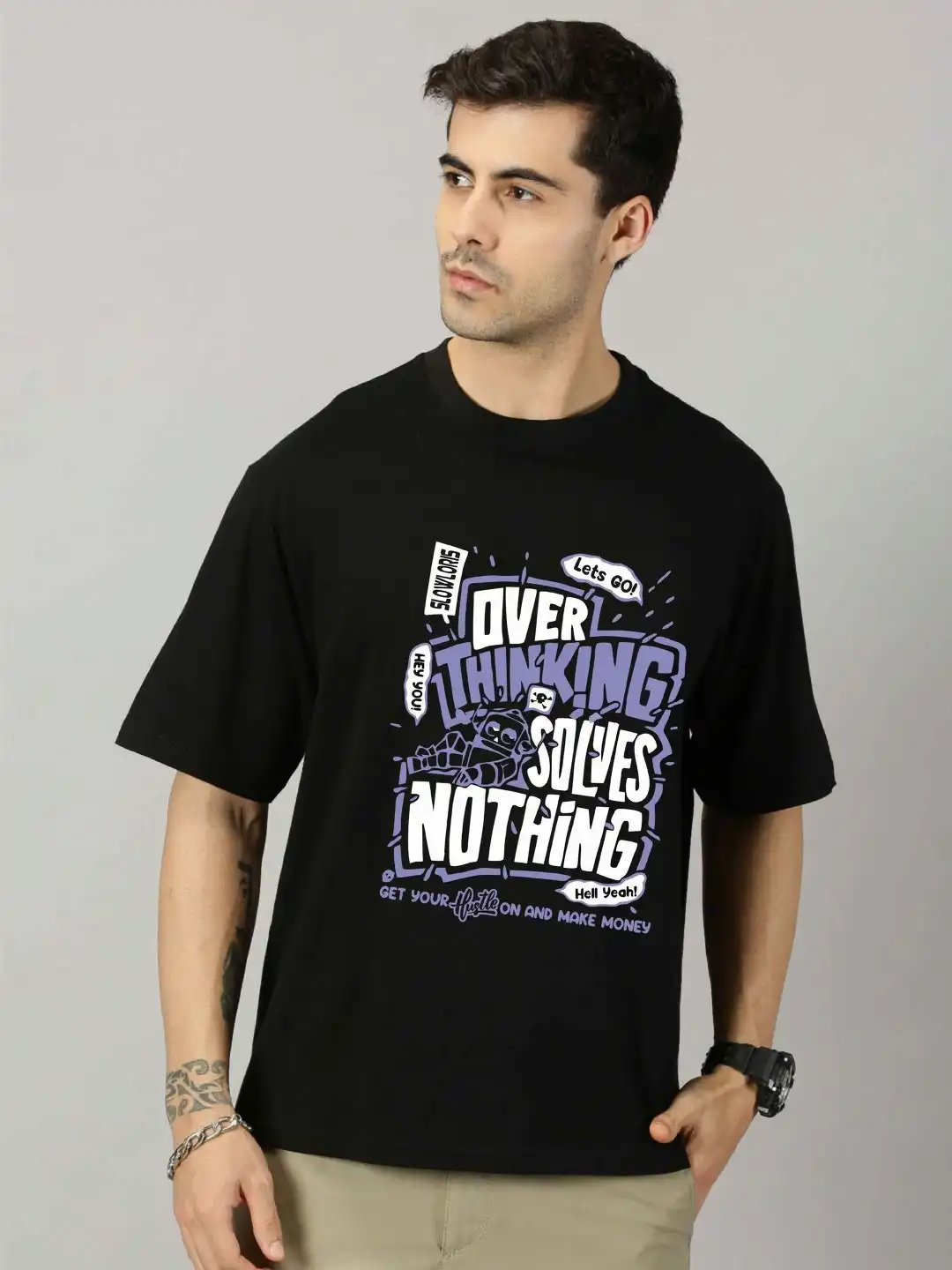 Buy CRYPTIC Men Typography Printed Round Neck Cotton Oversized T