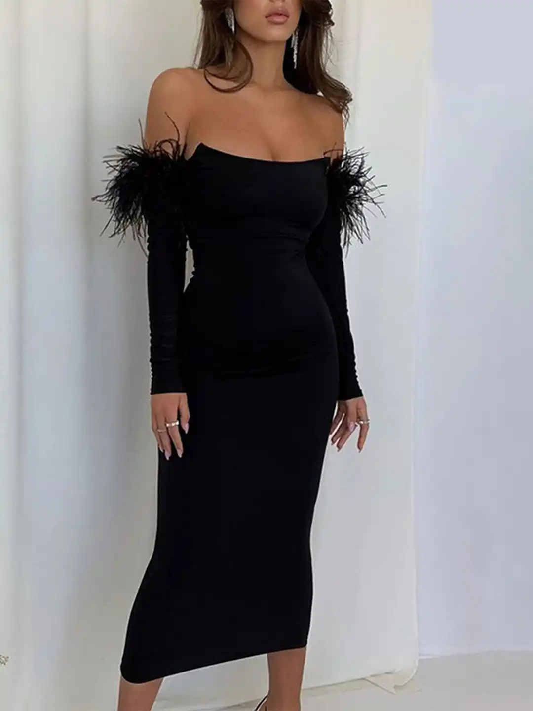 bodycon dress with fringe Buy LULU & SKY Women Off-Shoulder Detail - Dresses for Women 36373493 last call Banana Republic Pleated Midi Size:UK18