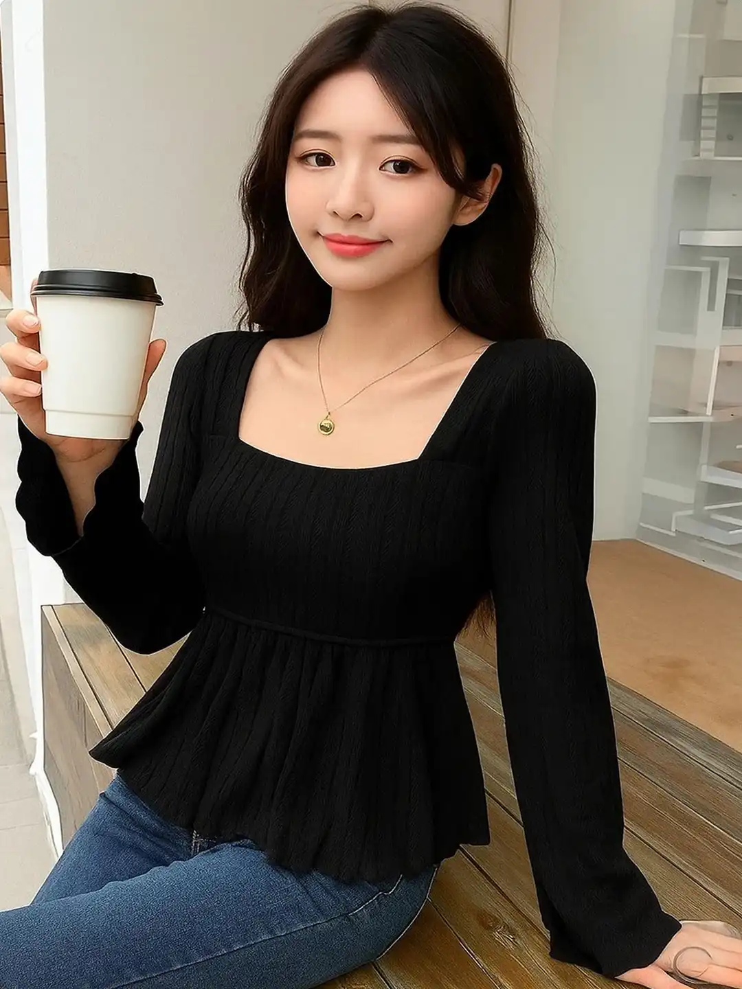 peephole tops layered 最 G71480268 Top melt the lady peephole