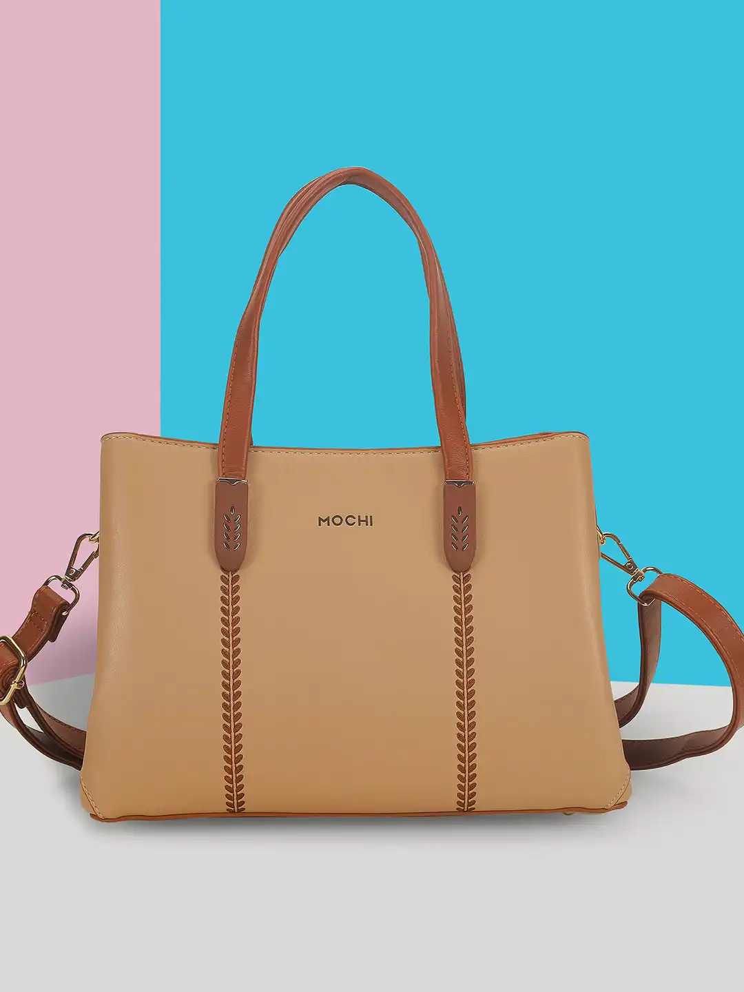 Buy Mochi Embellished Structured Shoulder Bag With Zip Detail