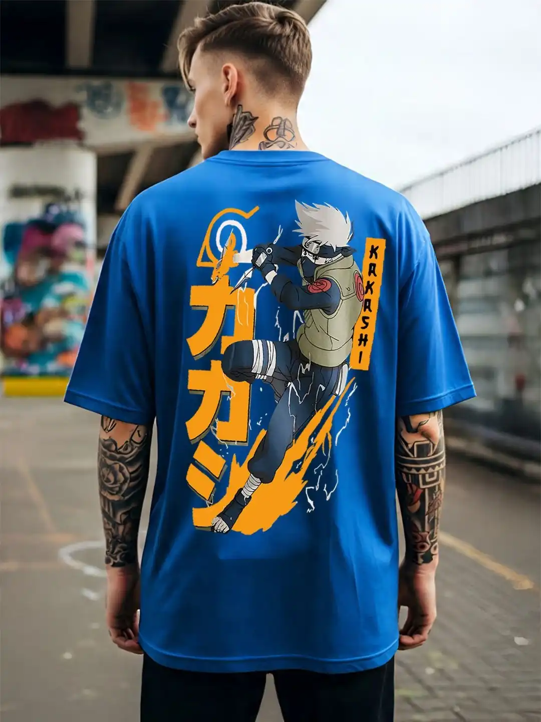 Buy ANGERHOOD Graphic Kakashi Printed Drop-Shoulder Sleeves