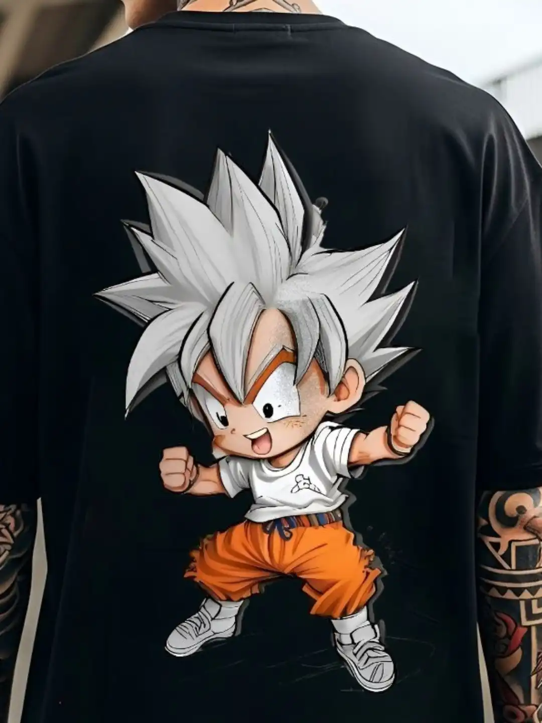 Buy ANGERHOOD Graphic Goku Printed Drop-Shoulder Sleeves Oversized