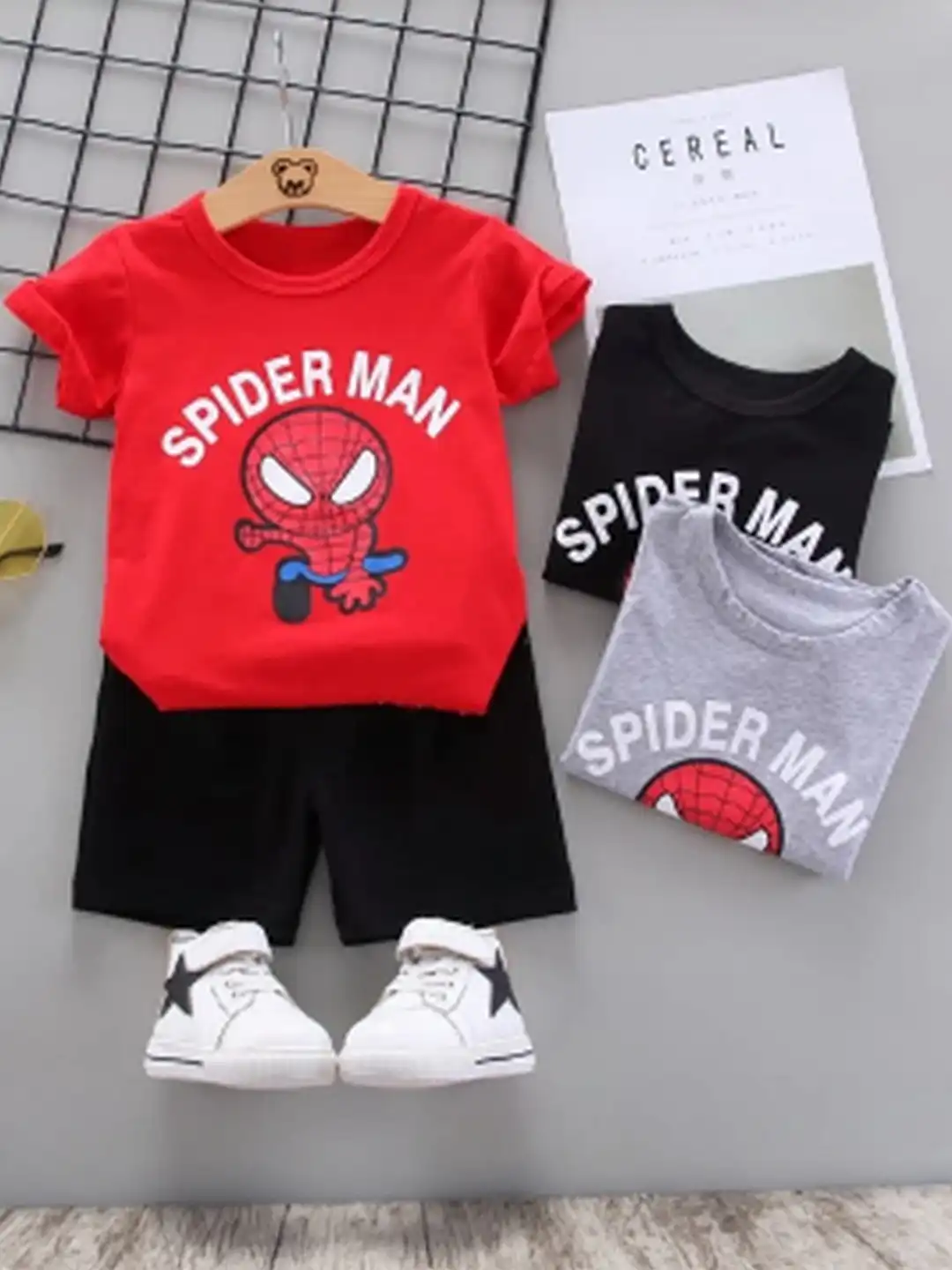 Buy YK Kids Red & Black Spider Printed Round Neck Cotton T-shirt