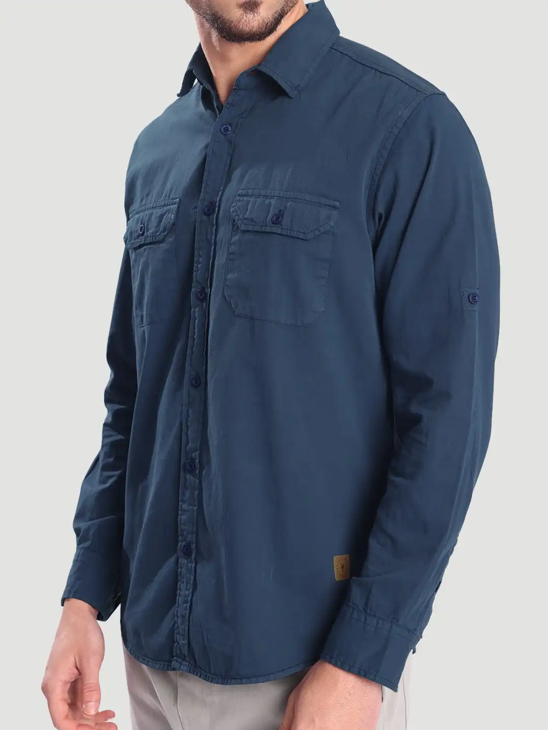 Buy Roadster Men Blue Double Pocket Casual Shirt - Shirts for Men