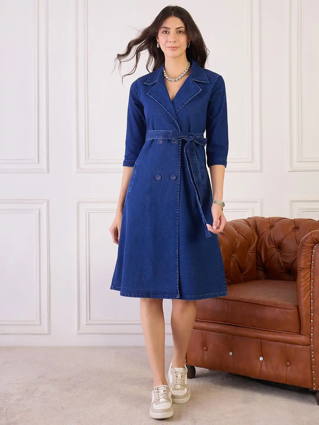 Buy Orchid Blues Notch Lapel Collar Denim Blazer Dress - Dresses for Women 36451191 | Myntra Buy Orchid Blues Notch Lapel Collar Denim Blazer Dress - Dresses for Women 36451191 | Myntra