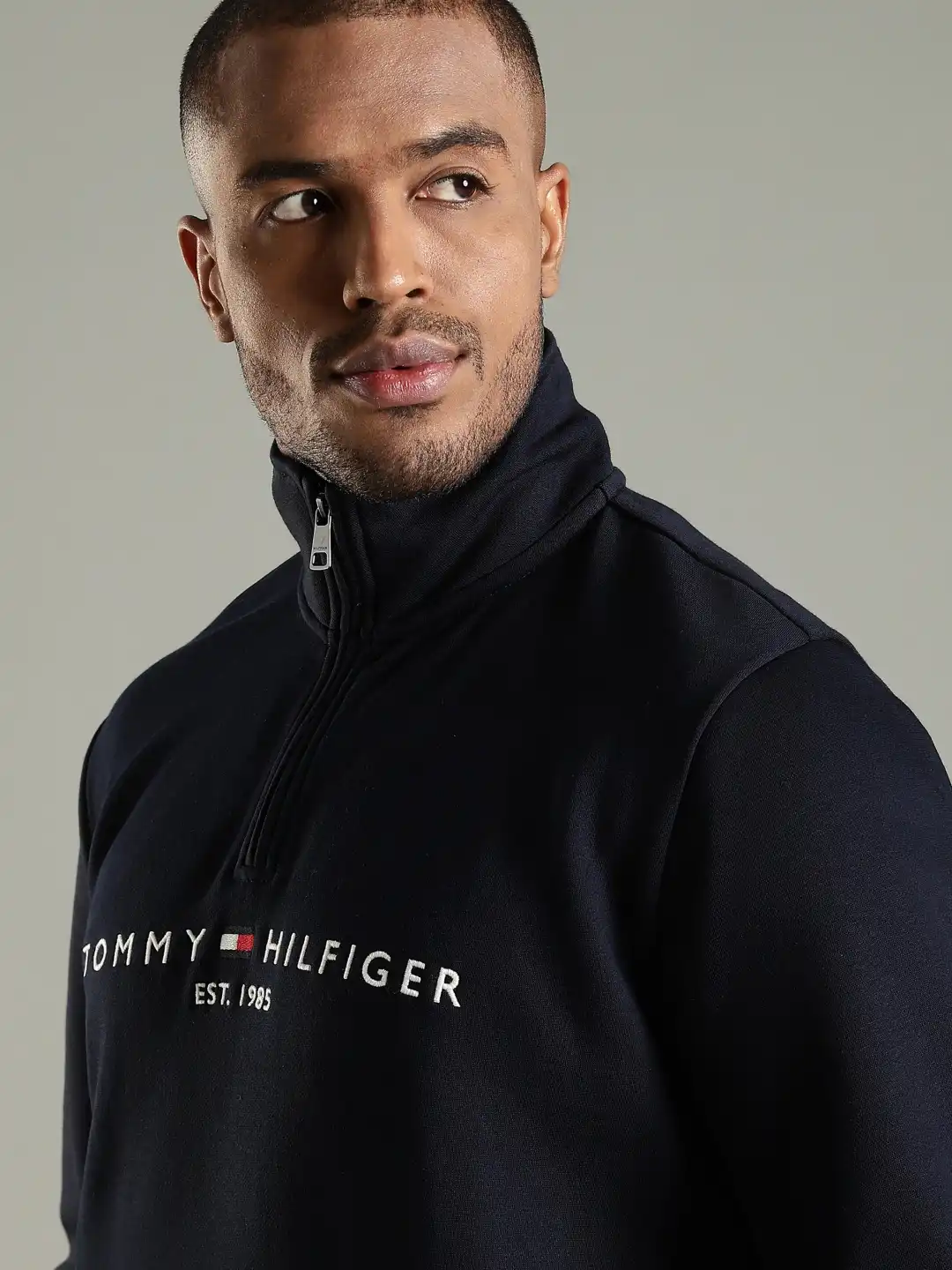 Buy Tommy Hilfiger Men Printed Half Zipper Sweatshirt