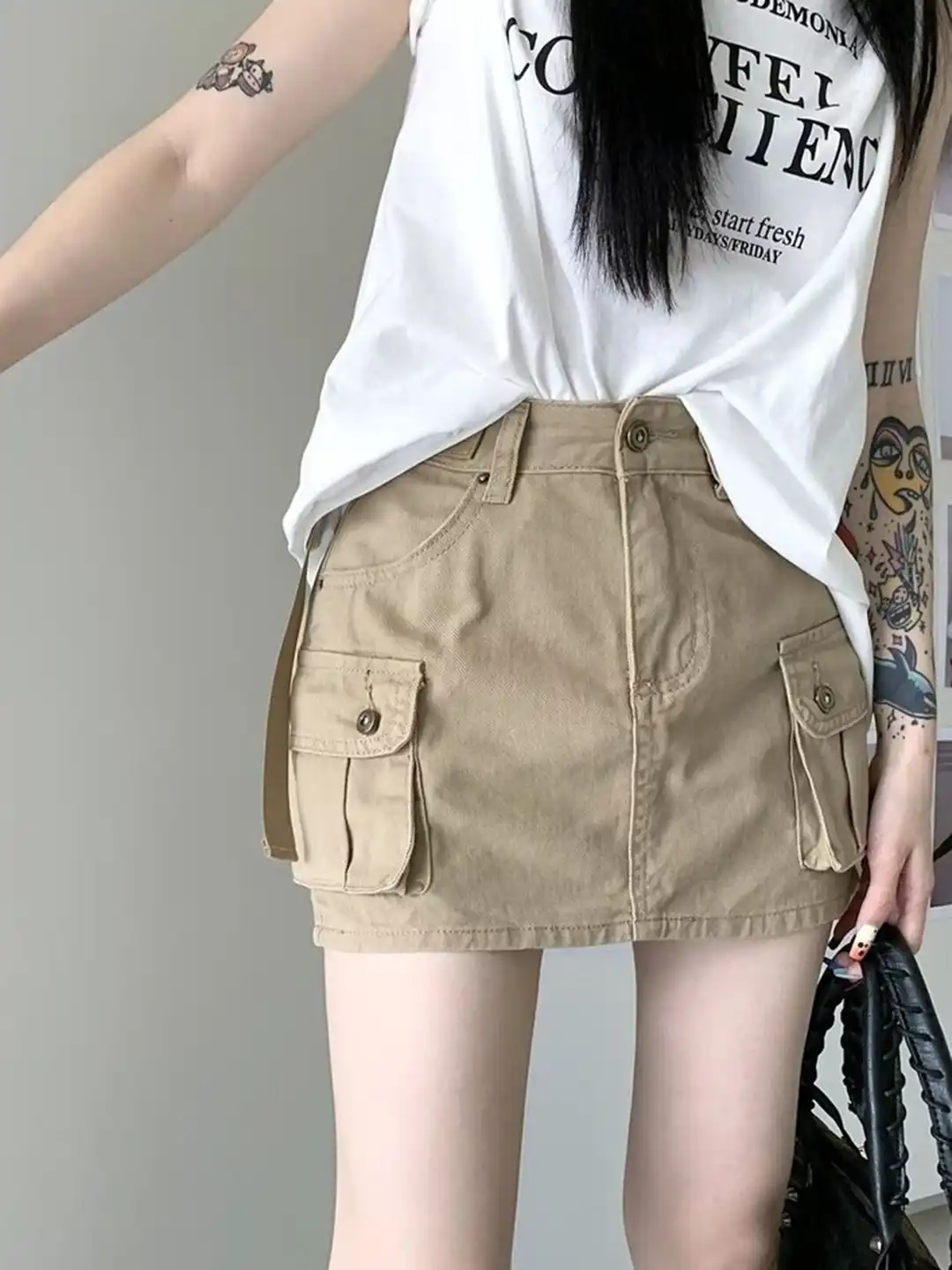 her lip to Flared Cargo Mini Skirt ベージュ Buy LULU & SKY Women A-Line Mini Cargo Skirts - Skirts for Women