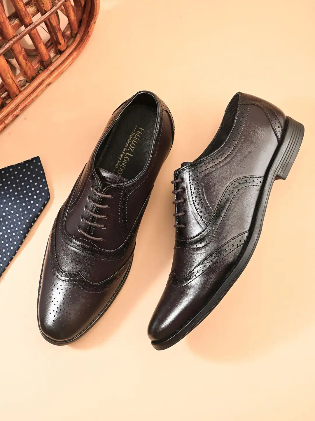 Buy FELELOZ LONDON Men Woven Design Leather Formal Oxfords