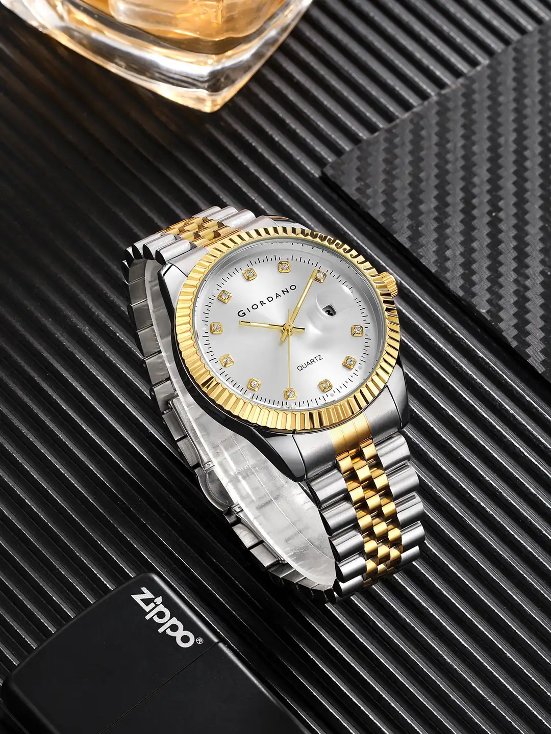 Buy GIORDANO Men Embellished Dial & Stainless Steel Straps