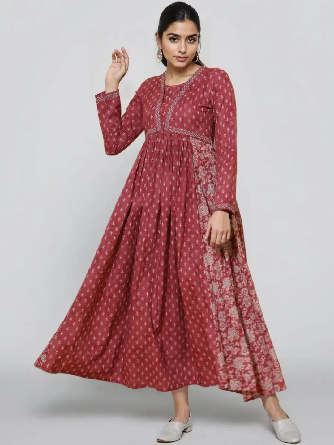 alia cut dress myntra Buy SZN Women Floral Print Cotton Pink Alia Cut Stitched Anarkali Kurta -  Ethnic Dresses for Women 36528905