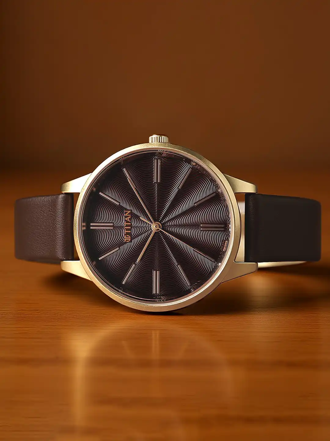 Buy Titan Women Brass Dial & Leather Straps Analogue Watch
