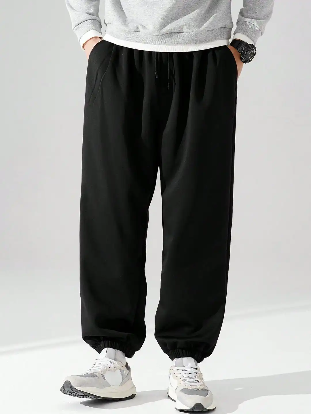 Buy Moda Rapido Men Black Baggy Oversized Jogger Cotton Trackpant