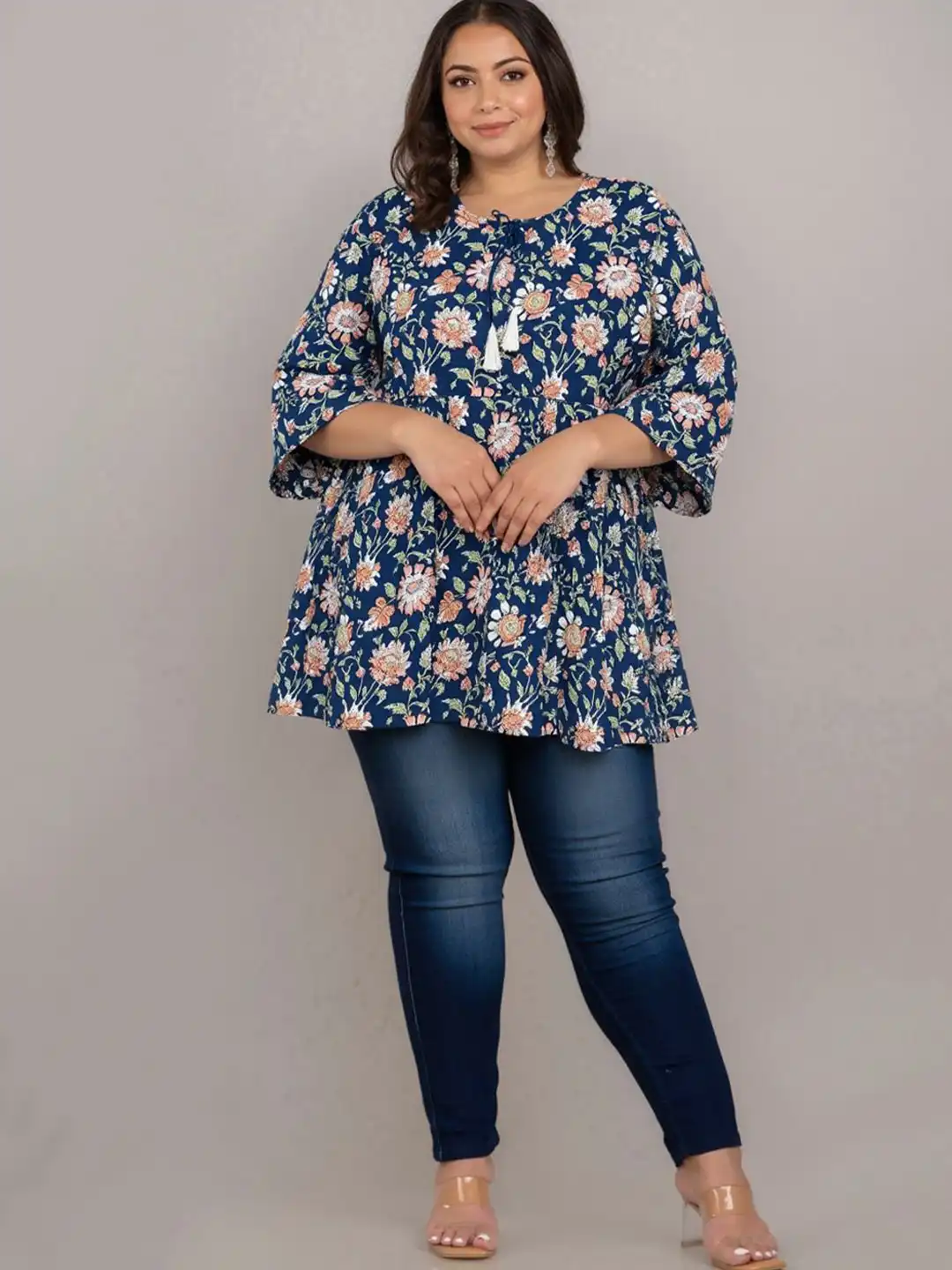 Buy Fashion Zest Floral Printed Keyhole Neck Tunic - Tunics for