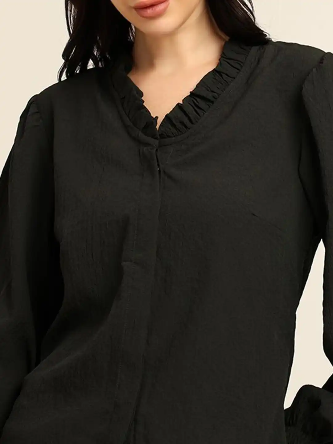 Buy 7OUNCE Women Balloon Sleeve Top With Ruffle Detail - Tops for