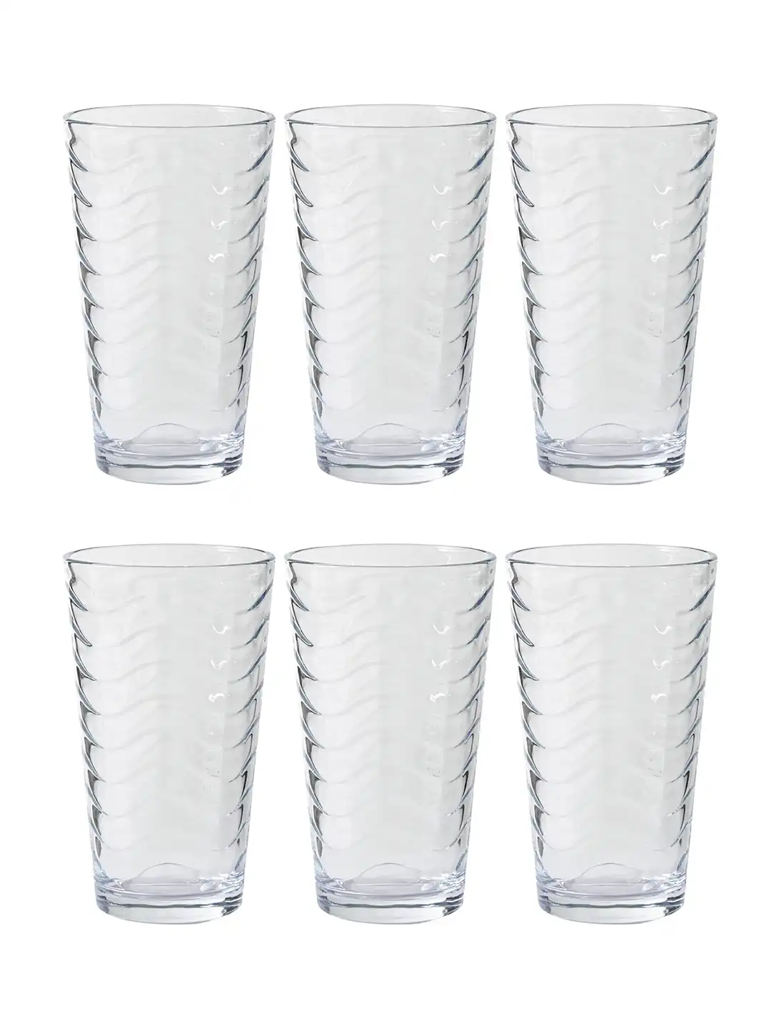 Buy Nestasia Transparent 6 Pcs Wavy Tall Tumbler Borosilicate