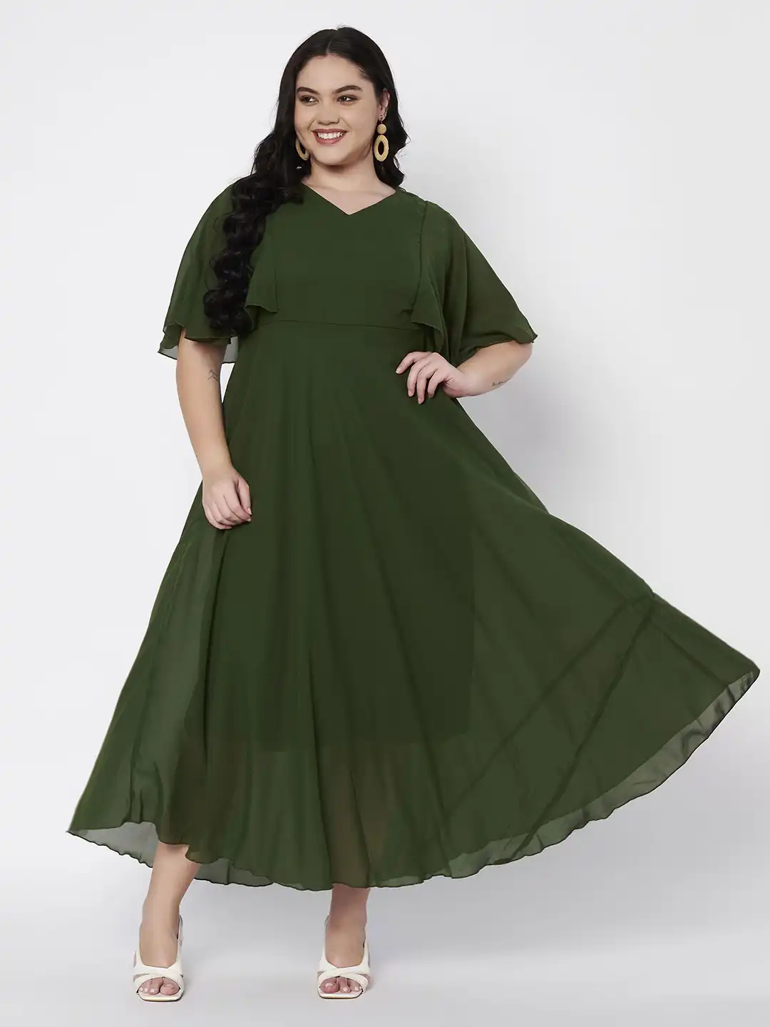 Buy HELLO DESIGN Women Flared Sleeves Fit & Flare Maxi Dress - Dresses for  Women 36597327 | Myntra