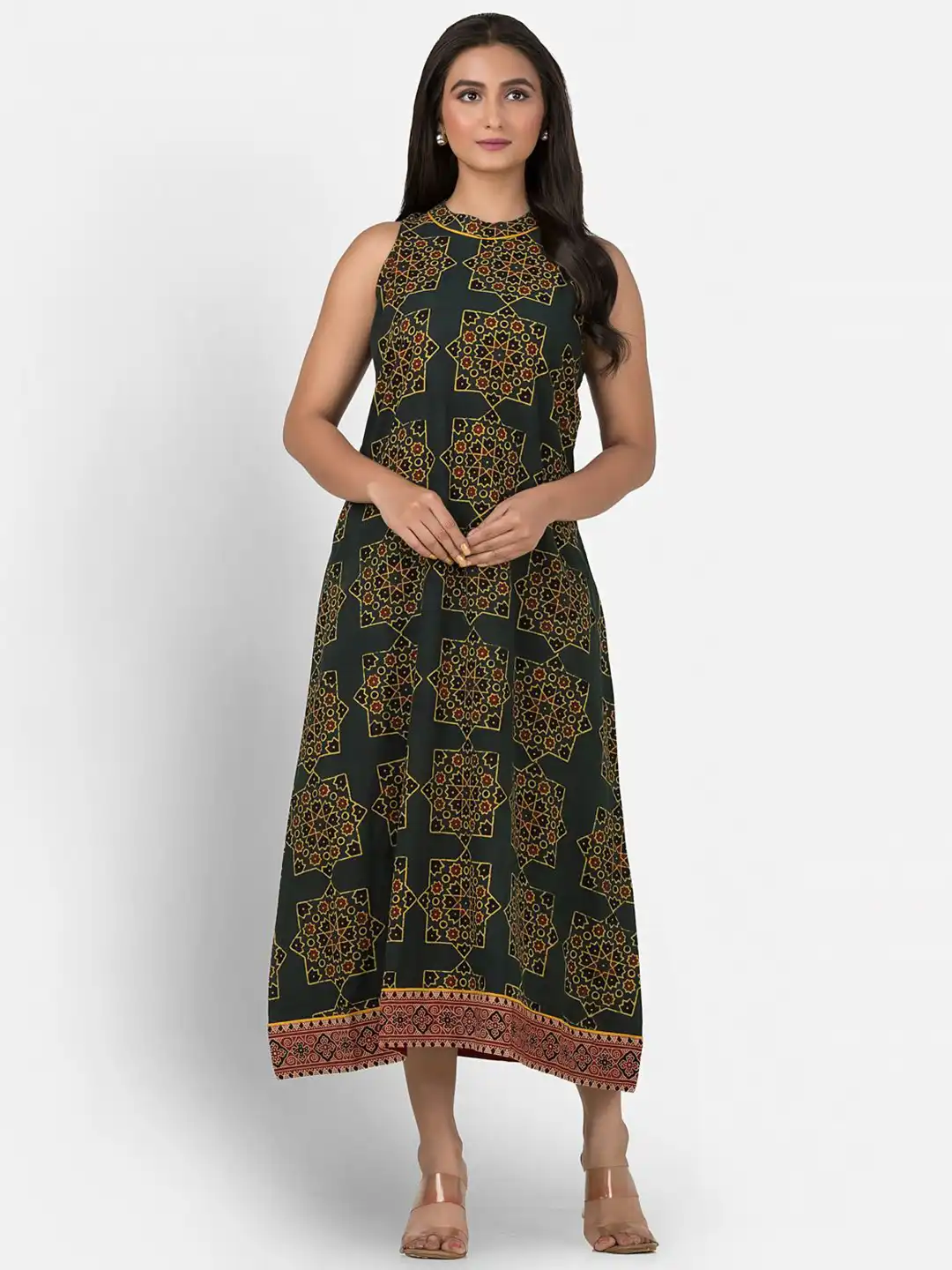 simple linen midi dress Simple Linen Dress with drawstring neckline, Sleeveless Midi Dress