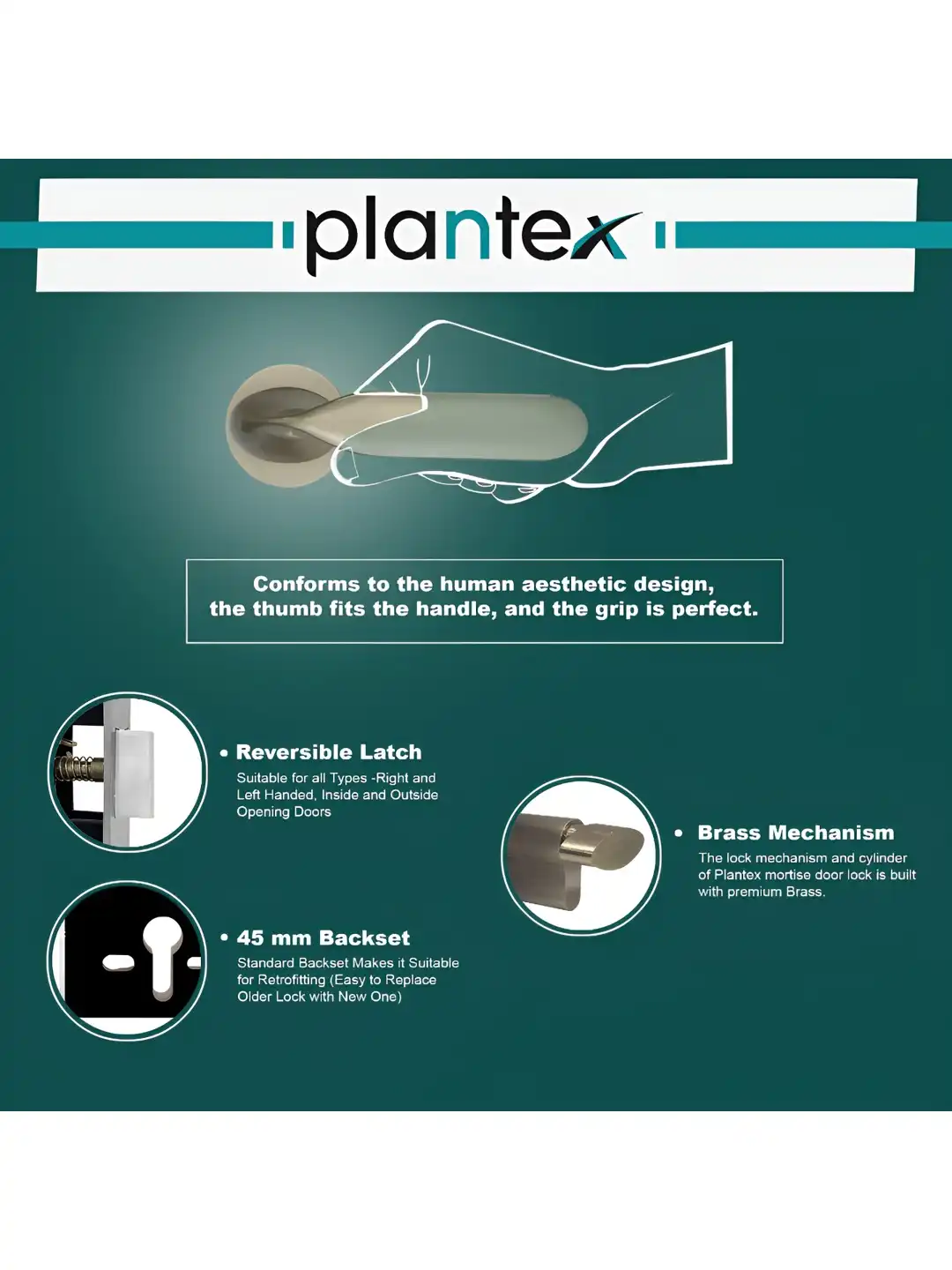 Buy Plantex Silver Stainless Steel Handle Lock - Door Lock for