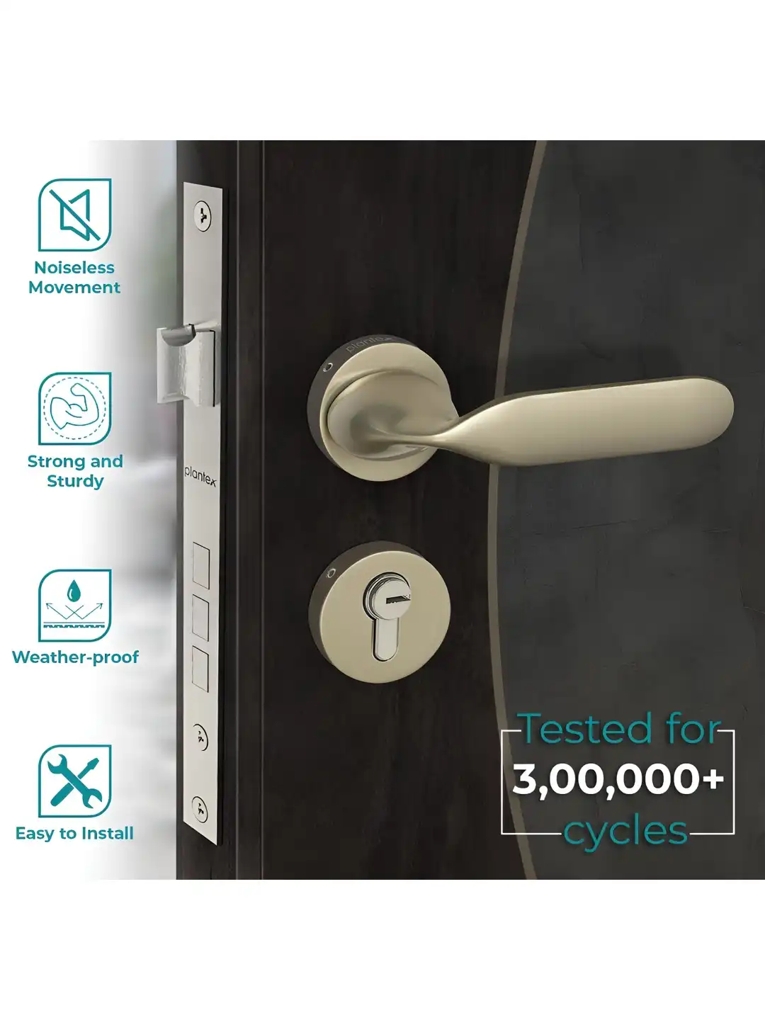 Buy Plantex Silver Stainless Steel Handle Lock - Door Lock for
