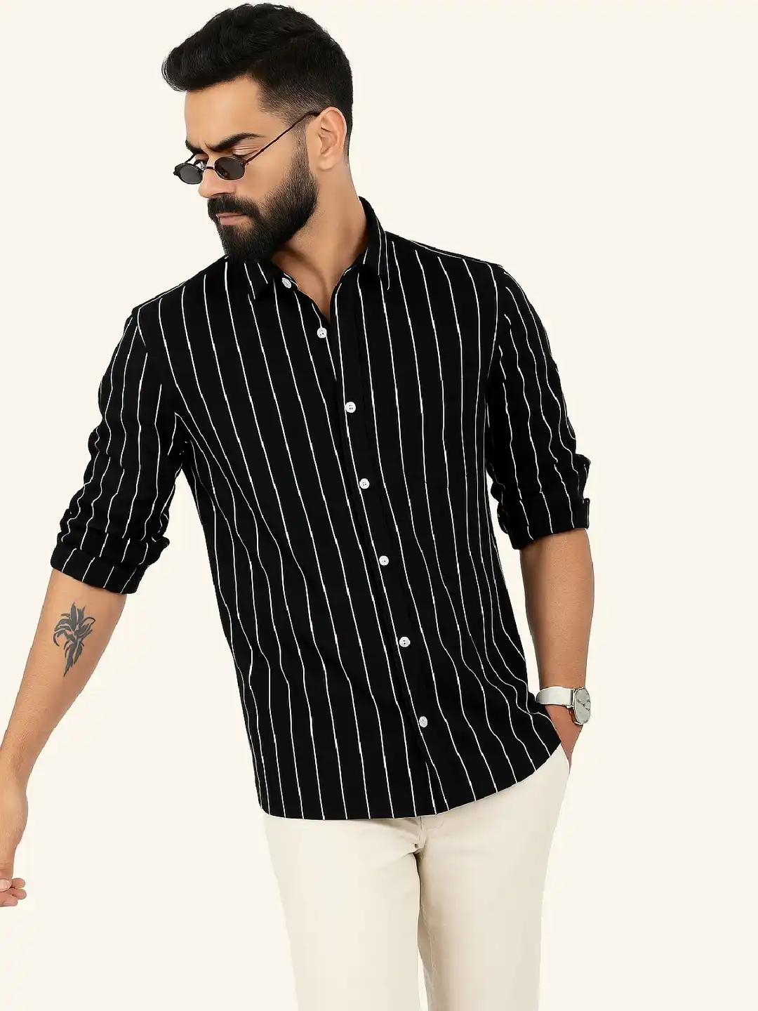 mens black white striped dress shirt Buy Eleni Trendz Men Cotton Classic Printed Party - Shirts for Men 36692291 Industries Size:8-1 year zara black silk backless