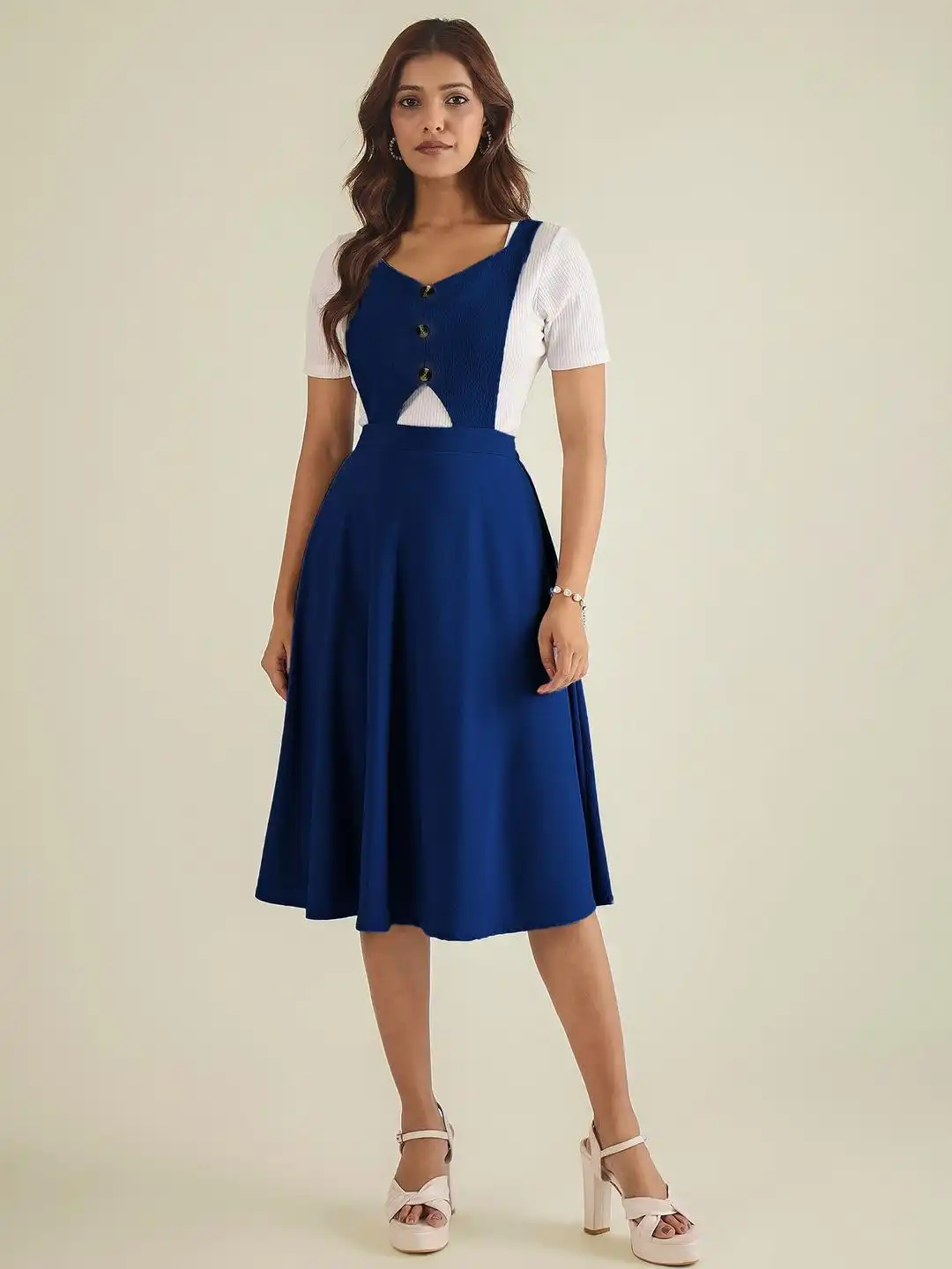 pinafore flare dress Black Corduroy Pinafore Flare Skirt - Large