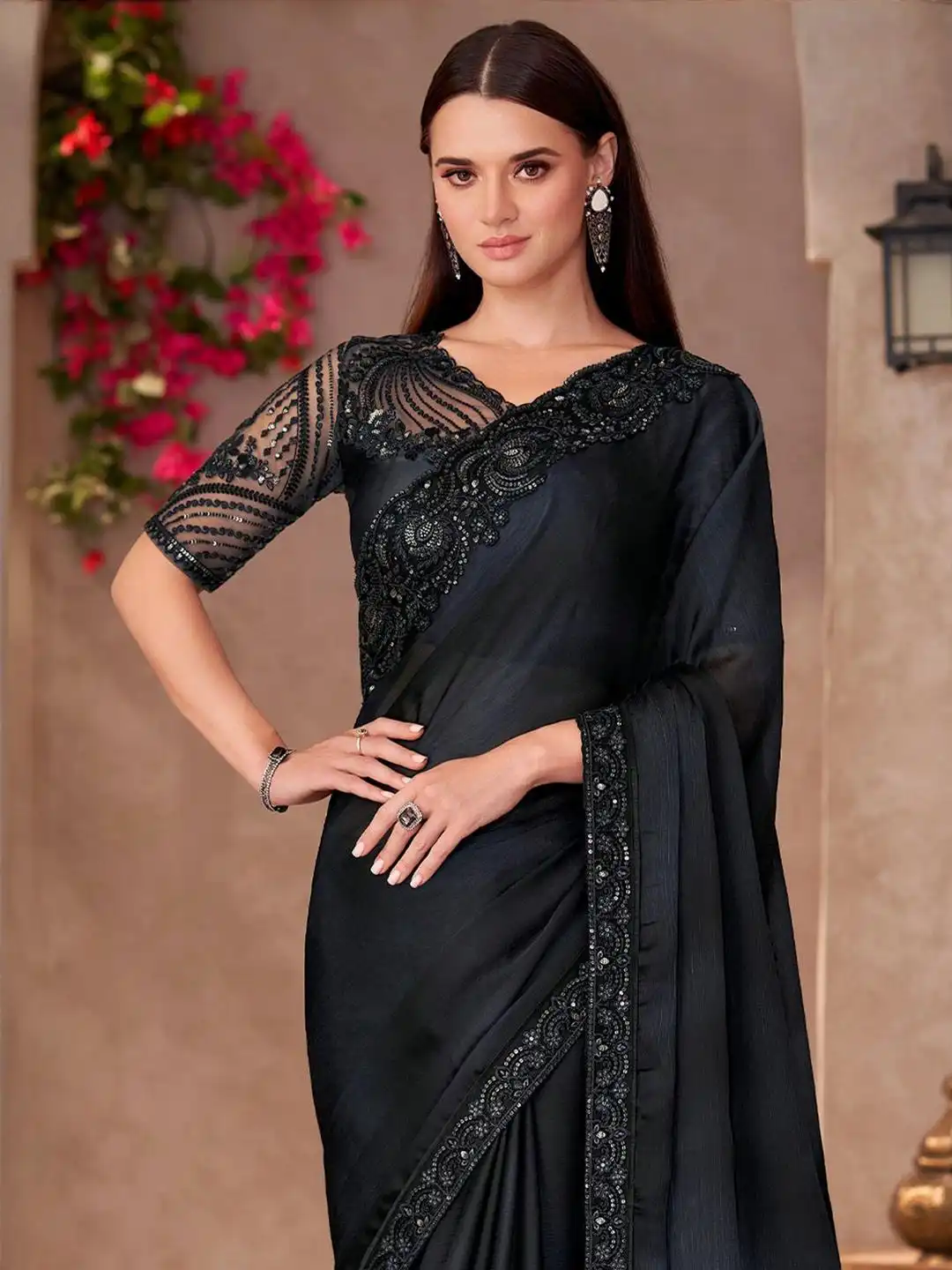YILON CHIFFON FAIRY BLOUSE BLACK Little flower chiffon blouse 5/21 