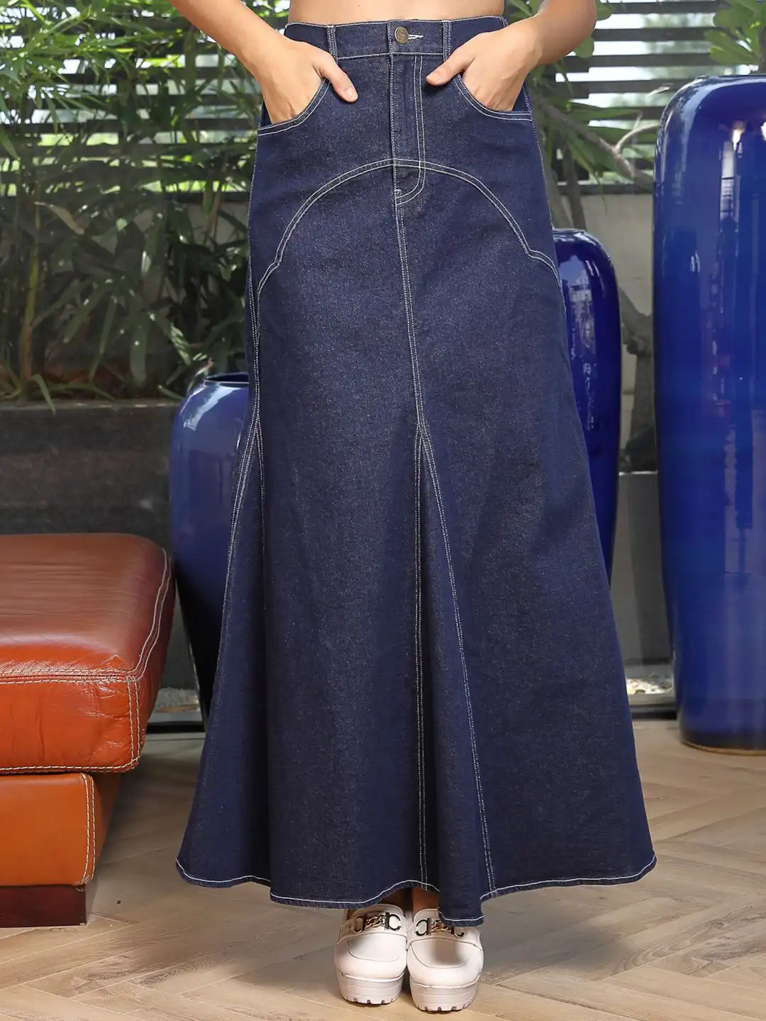 Buy plusS Women Mid Rise Denim A-Line Maxi Skirts - Skirts for