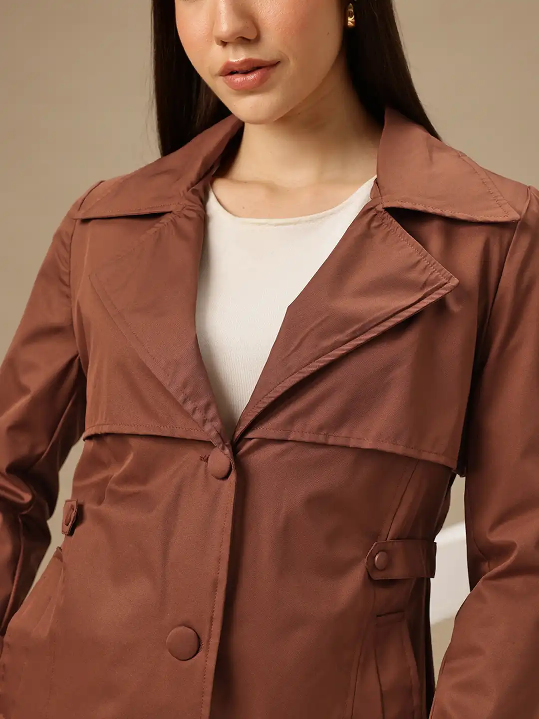 Buy Chemistry Notched Lapel Collar Single Breasted Longline Trench