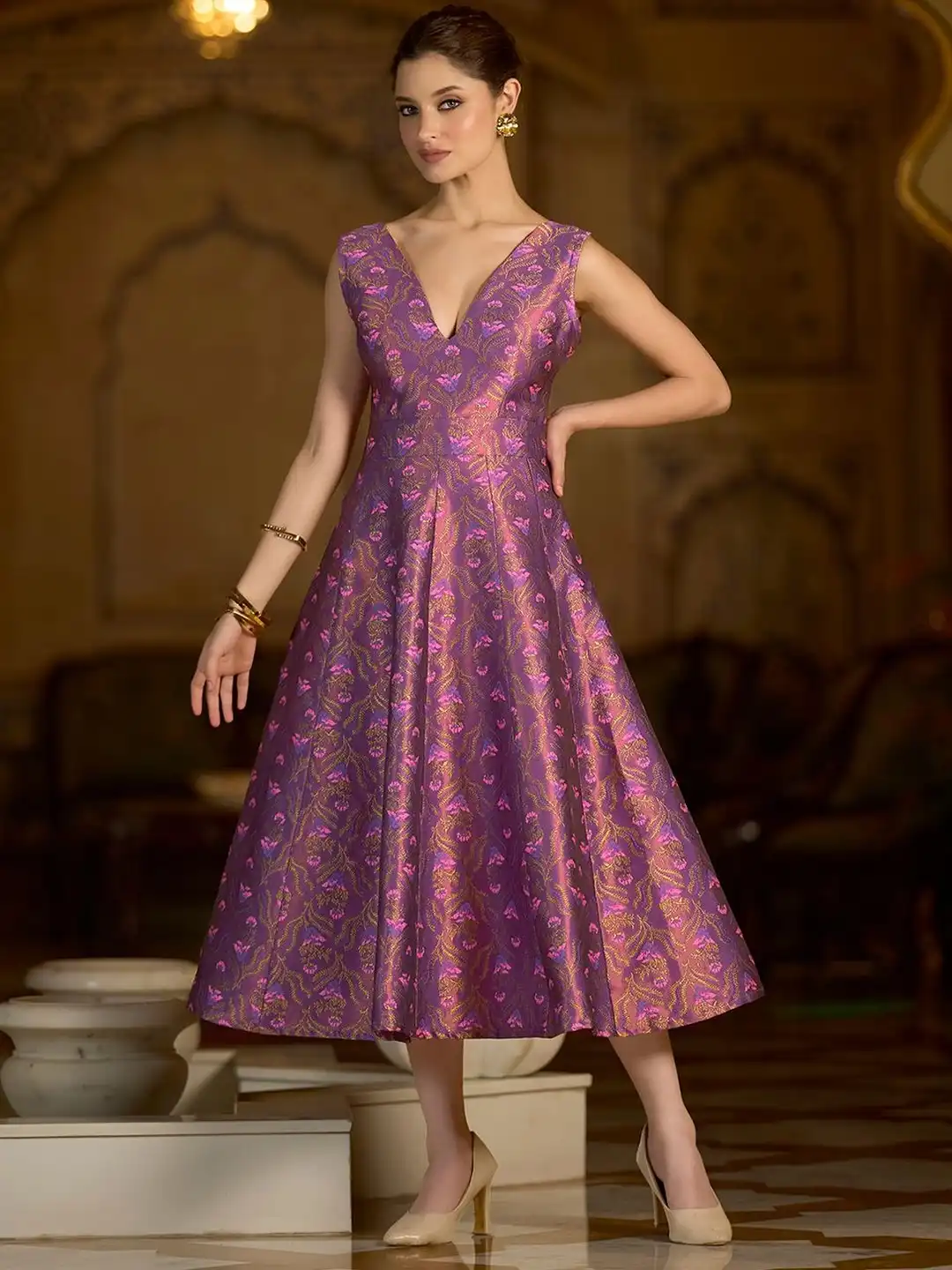 Cocktail Dress JKara Formal Floral Dresses For Women Buy PURVAJA Floral Print Jacquard Fit Flare Midi