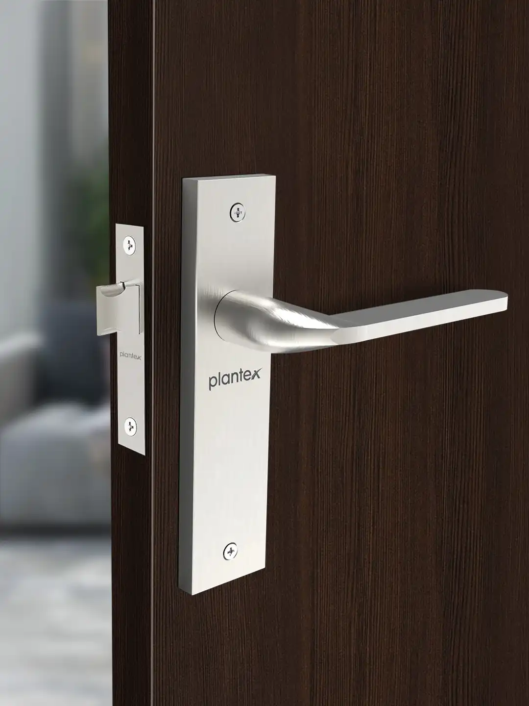 Buy Plantex Grey Heavy Duty Keyless Door Handle Lock Set - Door