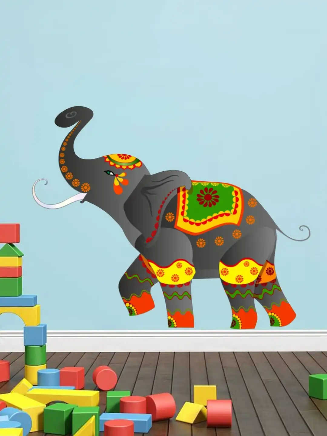 deko様 Buy Sai Designs Grey & Yellow Elephant Printed Self-Adhesive Wall