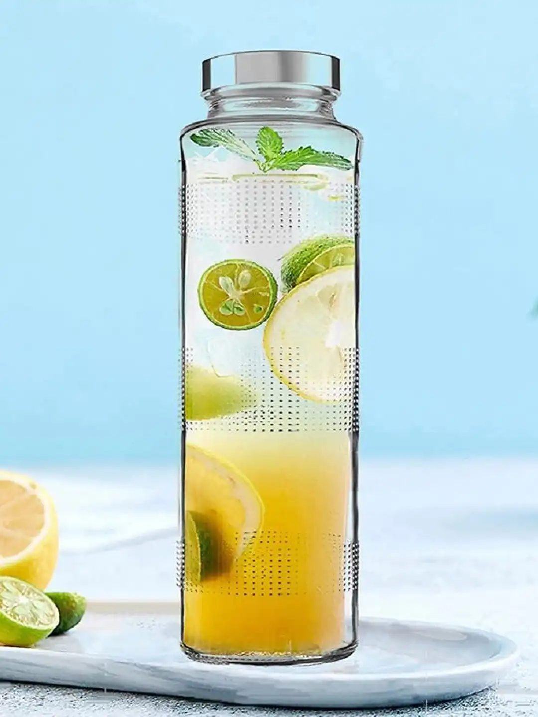 Buy HTC GLASSWARE Transparent Set of 2 Glass Solid Water Bottle