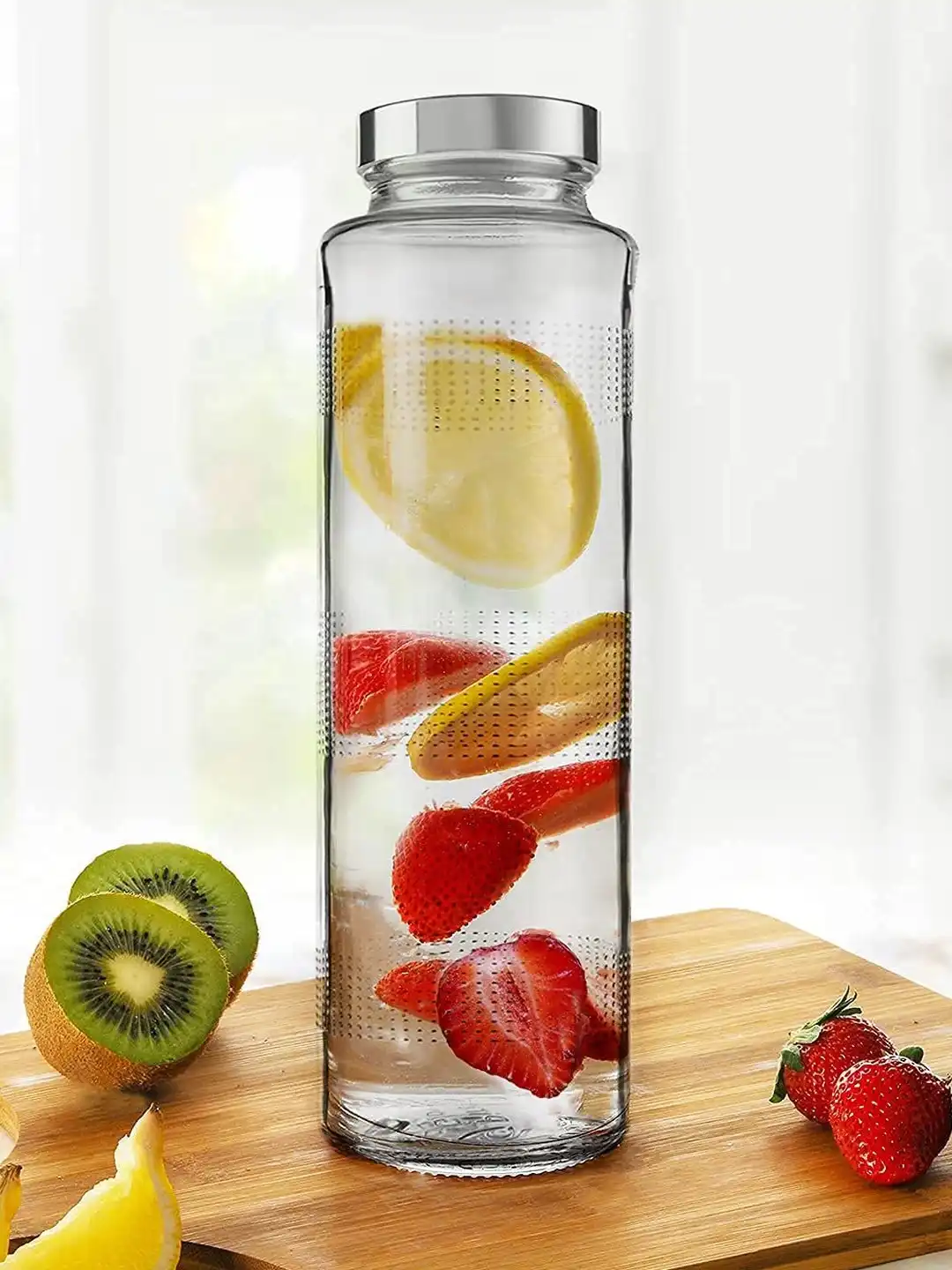 Buy HTC GLASSWARE Transparent Set of 2 Glass Solid Water Bottle