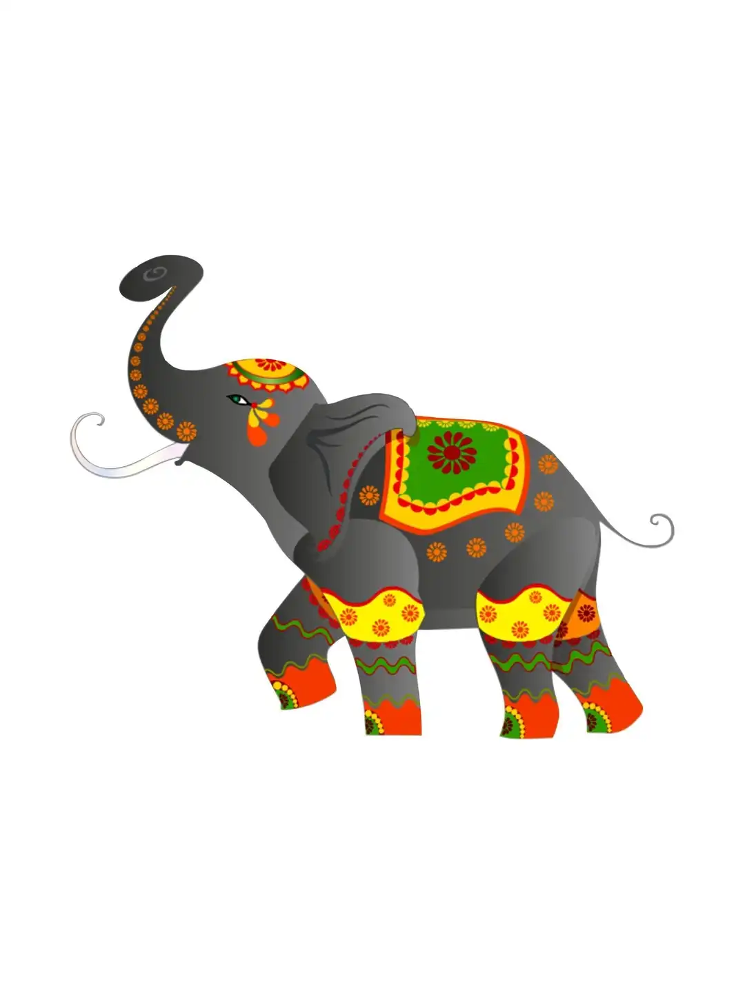 Buy Sai Designs Grey & Yellow Elephant Printed Self-Adhesive Wall