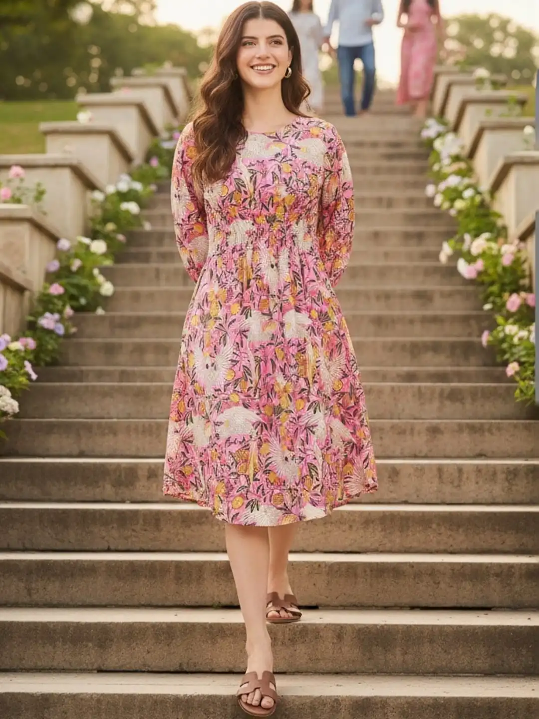cotton midi dress myntra Buy Sangria Women Floral Printed Cotton Fit & Flare Midi Dress - Dresses  for Women 32417119