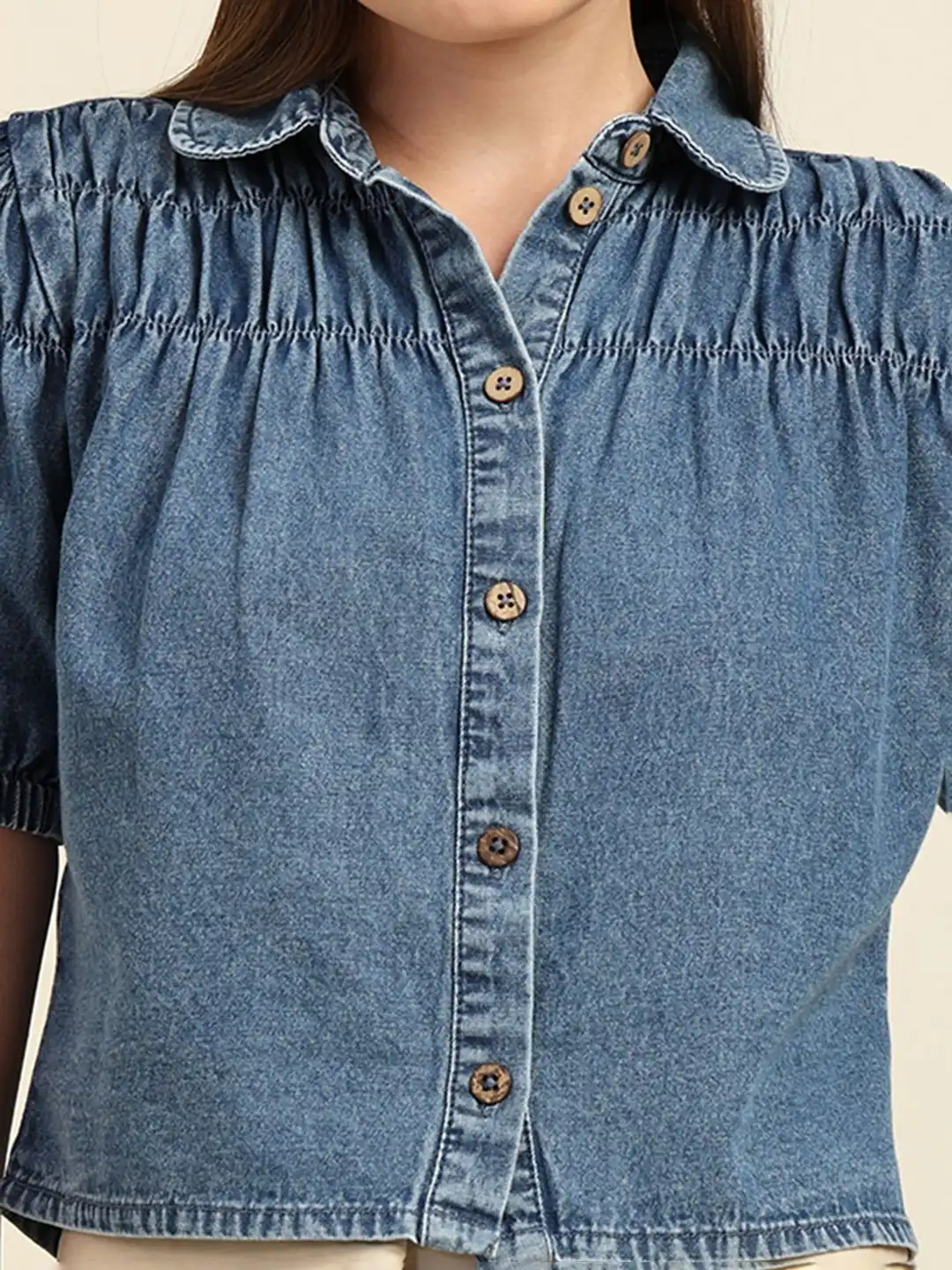 Buy 7OUNCE Puff Sleeve Denim Crop Top - Tops for Women 38605187