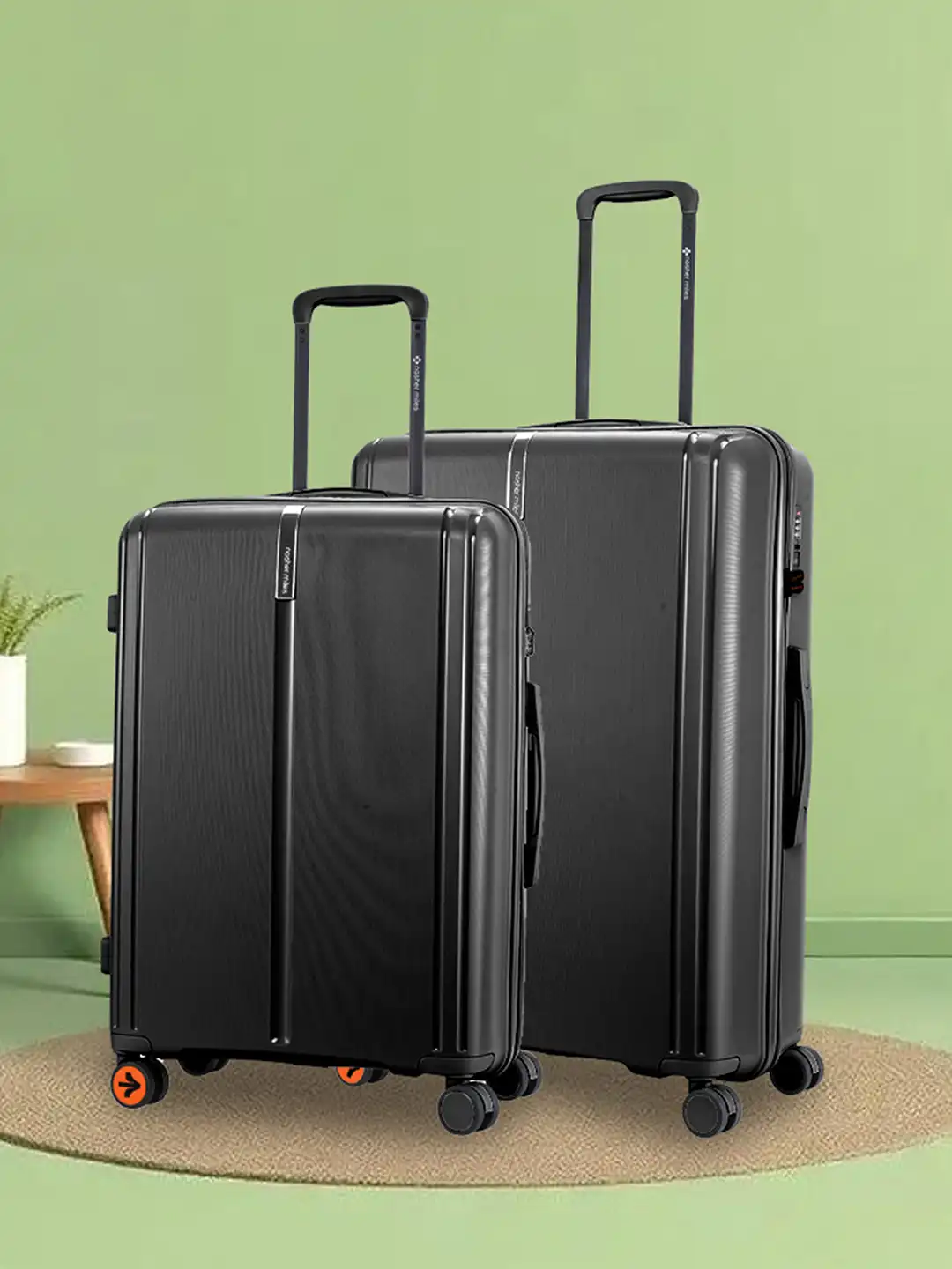 Buy Nasher Miles The Line Polypropylene Black Trolley Bag Set of 2