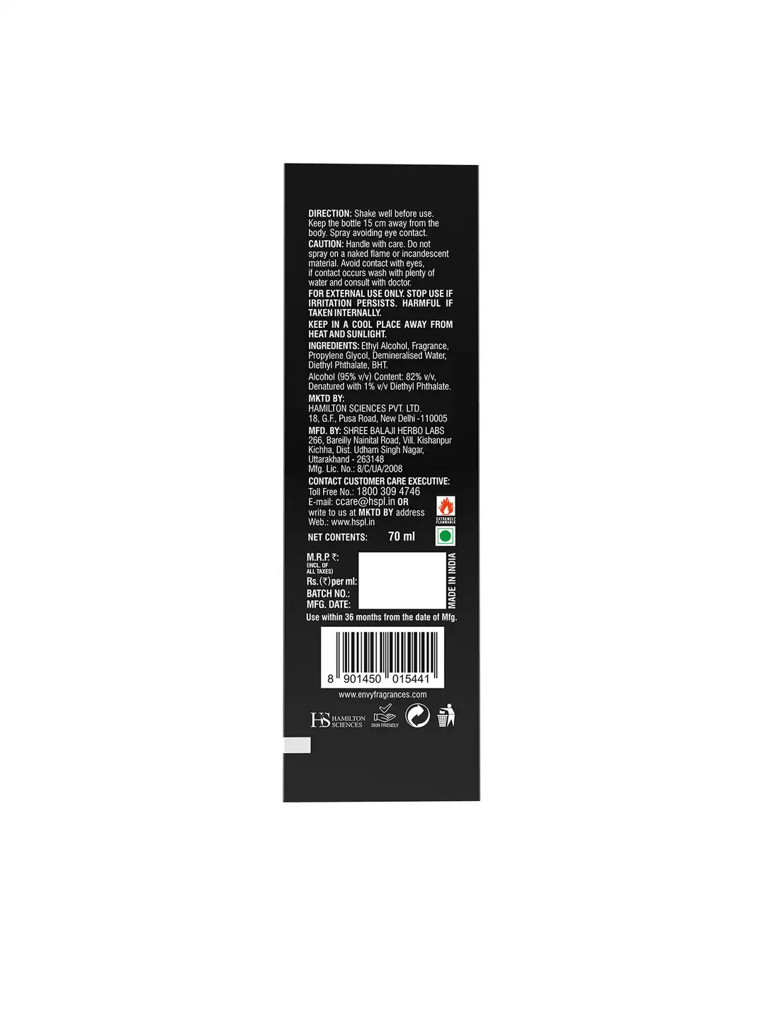 Buy Envy Men Natural Gas-Free Long-Lasting Body Spray - 70ml