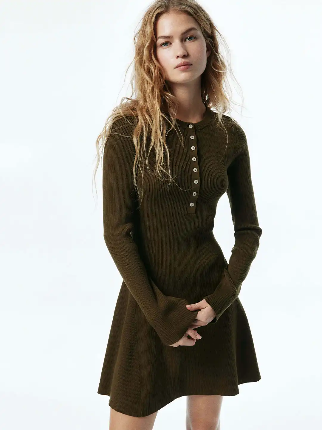 Buy H&M Rib-Knit Flared-Skirt Dress - Dresses for Women 38224593 | Myntra