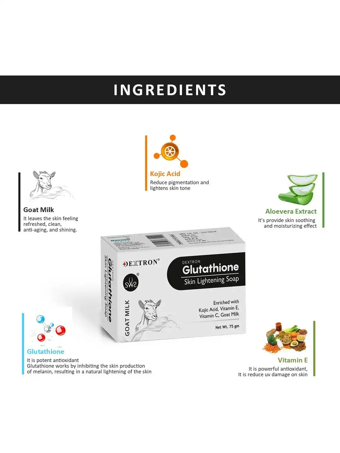Buy Dextron Set Of 2 Goat Milk & Glutathione Soap - 75 g Each - Soap for Unisex 38738062