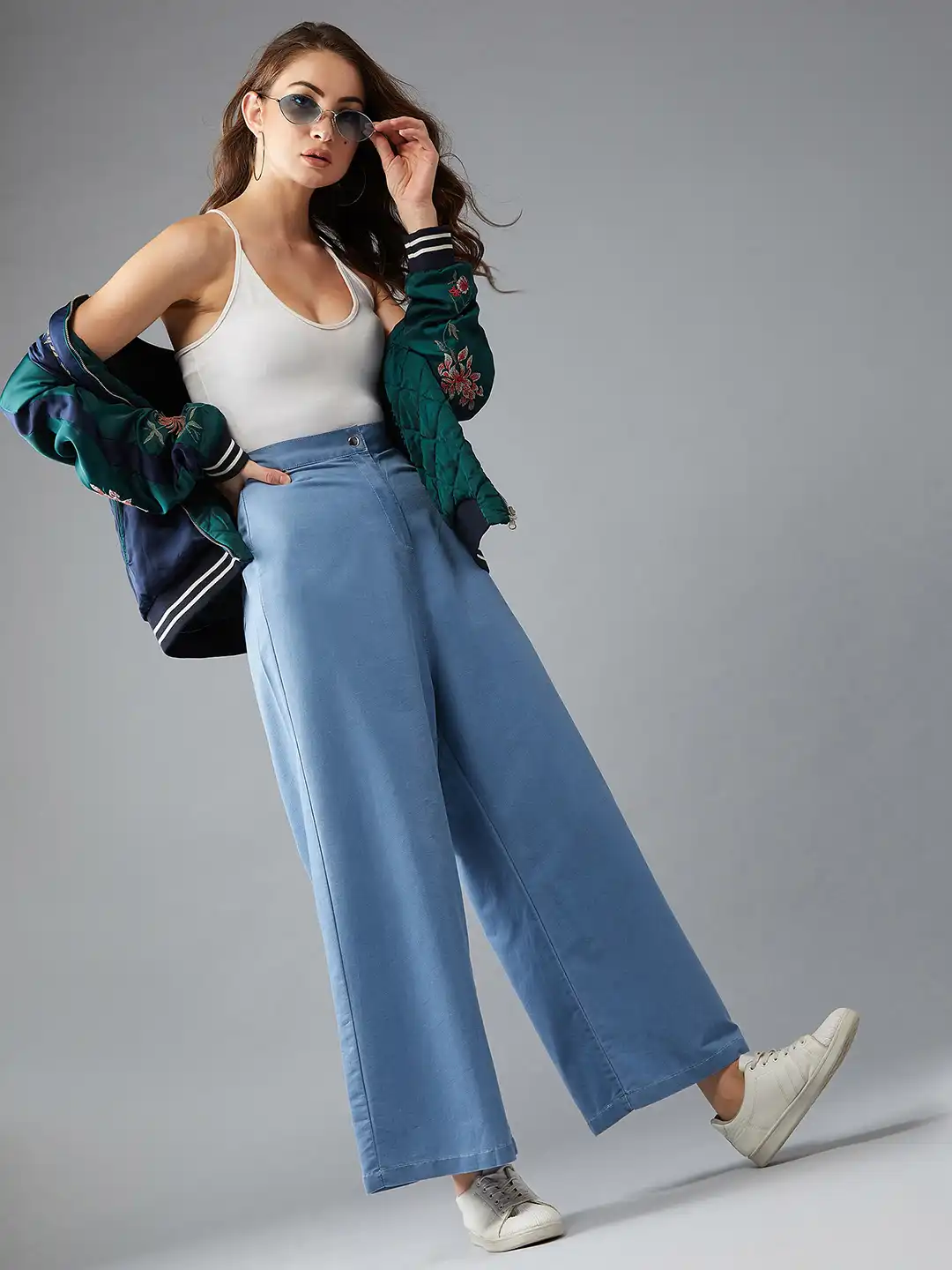 Buy DOLCE CRUDO Women Blue Light Weight Loose Fit Denim Solid