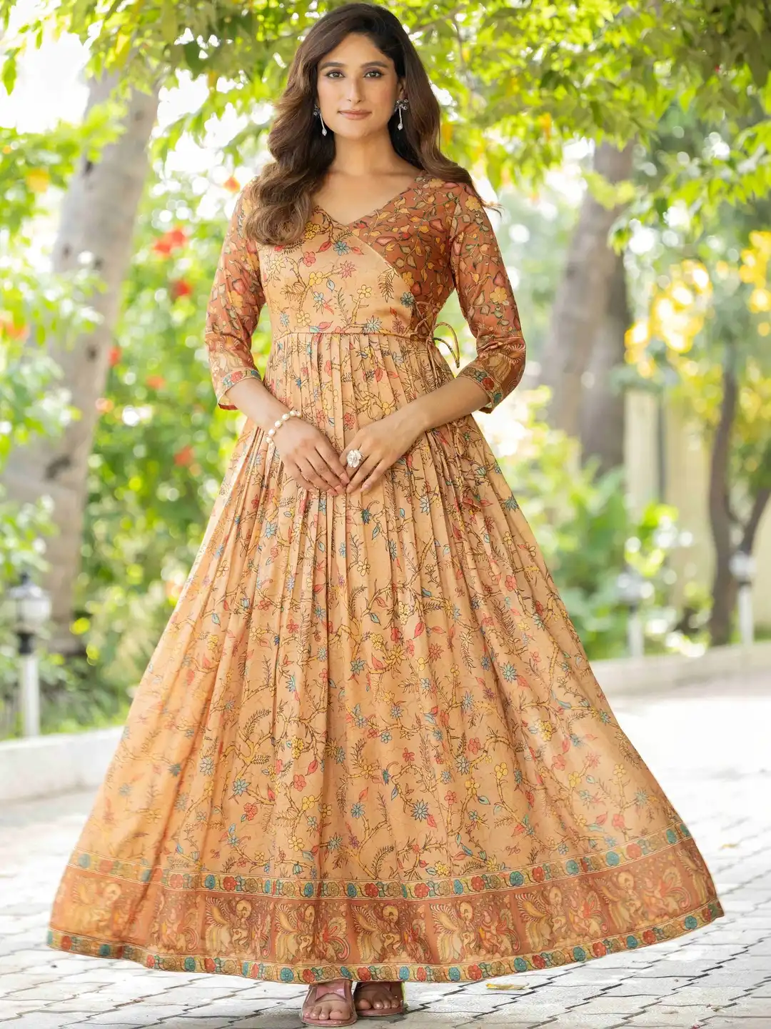 angrakha style maxi dress Buy BLACK SCISSOR Fit and Flared Angrakha Style Maxi Dress Online