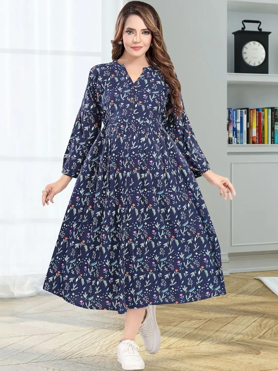 Buy MomsBae Floral Print Maternity A-Line Midi Dress - Dresses for