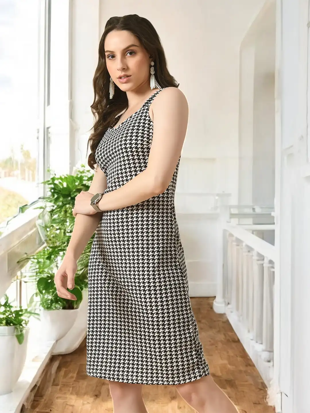 checkered dress bodycon Buy SFOTY Checked - Dresses for Women 38626928 The fabric wicks away multi1export Toperth Chocolate Satin Scarf-Neck Color:Blue Gray