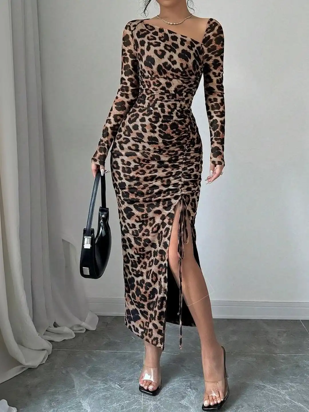 dalmatian bodycon dress Next Print Dress Sleeveless Mesh Midi Dress Made from smooth satin