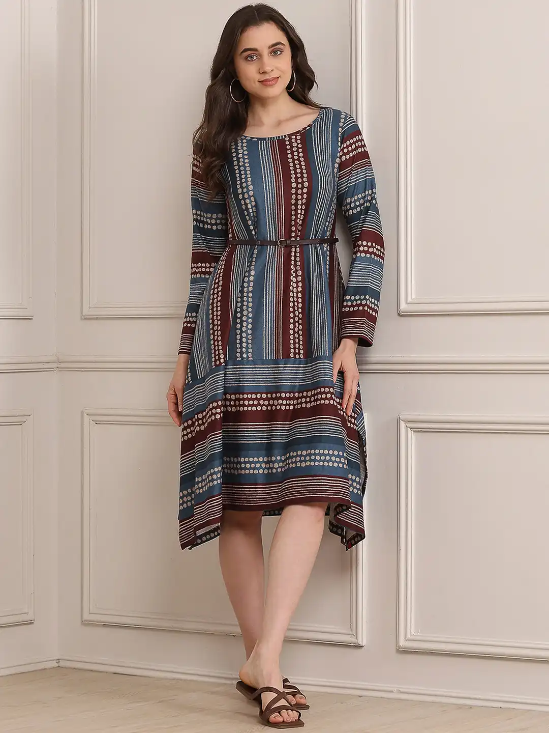 biba blue dress BIBA Women's Printed Tired Straight, Ankle Length Dress Mix and Match  (Ribayat Collection2344_Sky Blue_32)