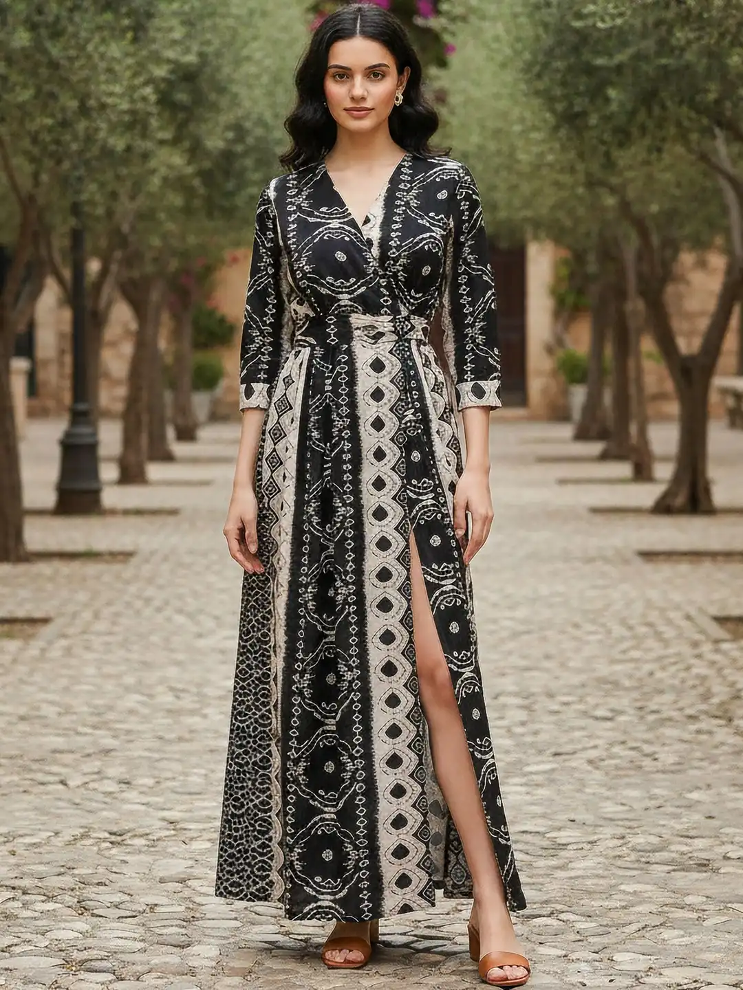 cotton dress for women myntra Olive Green Cotton Maxi Dress