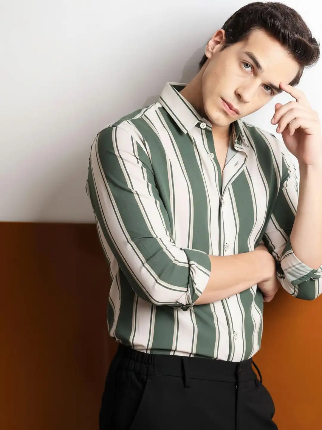 トップス 49percent Loose Silhouette Stripe Shirt Buy SHIRTZONE Men Slim Fit Vertical Stripes Casual Shirt - Shirts